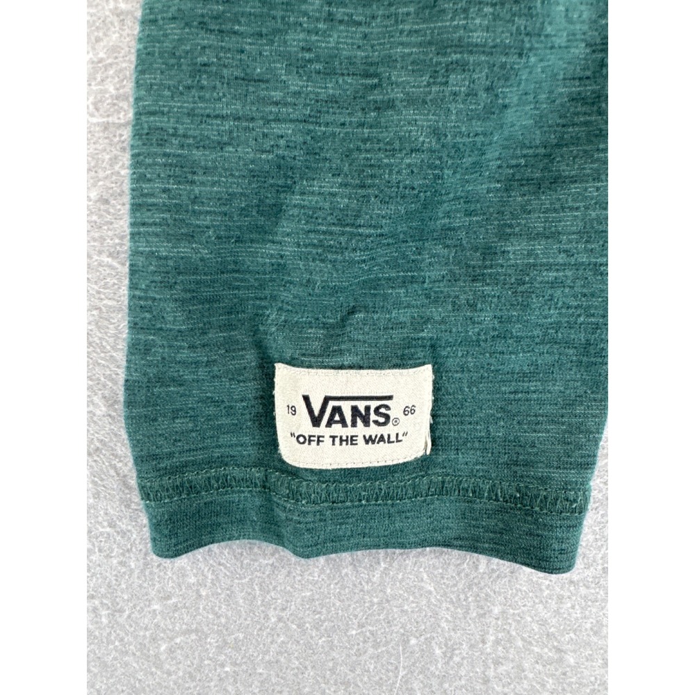 Vans Off The Wall Mens Medium Green Heathered Lightweight Raglan Hoodie Shirt - Picture 6 of 9